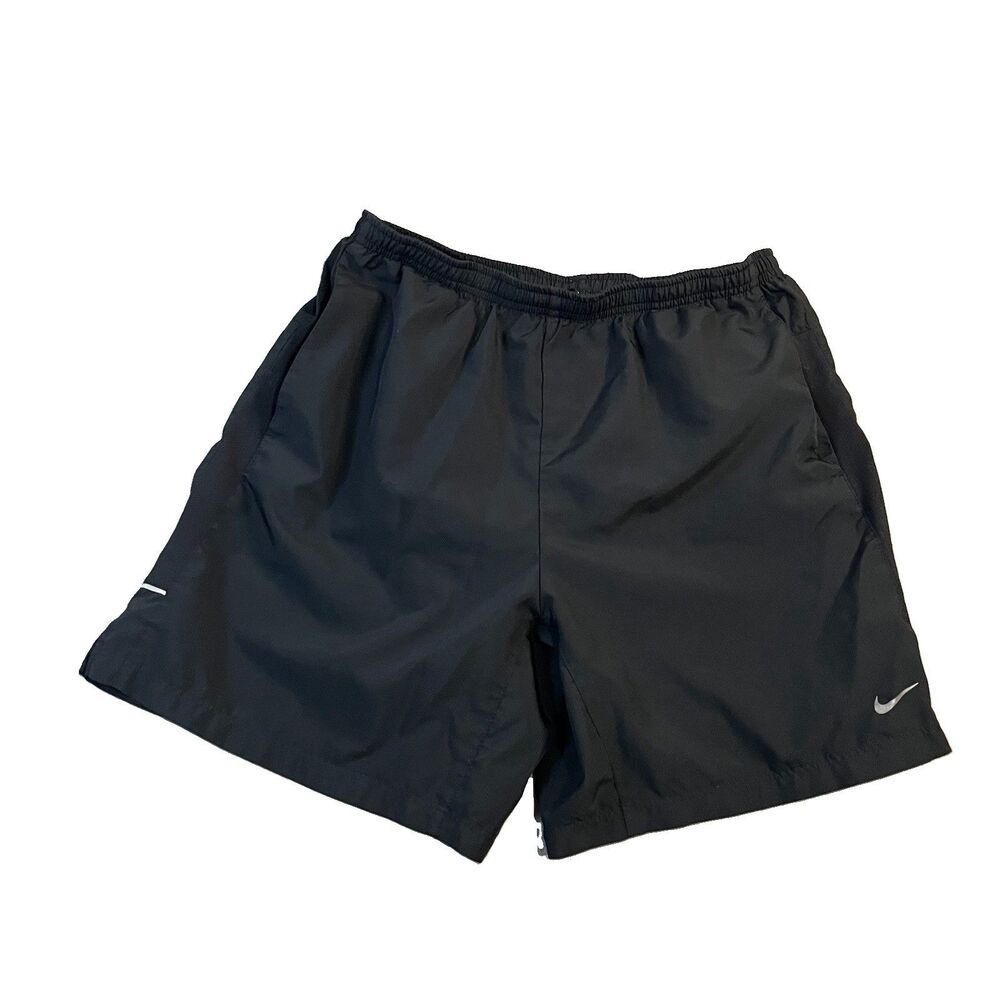 Nike Dri Fit Black Drawstring Brief Lined Athletic Shorts Pockets Mens Size M